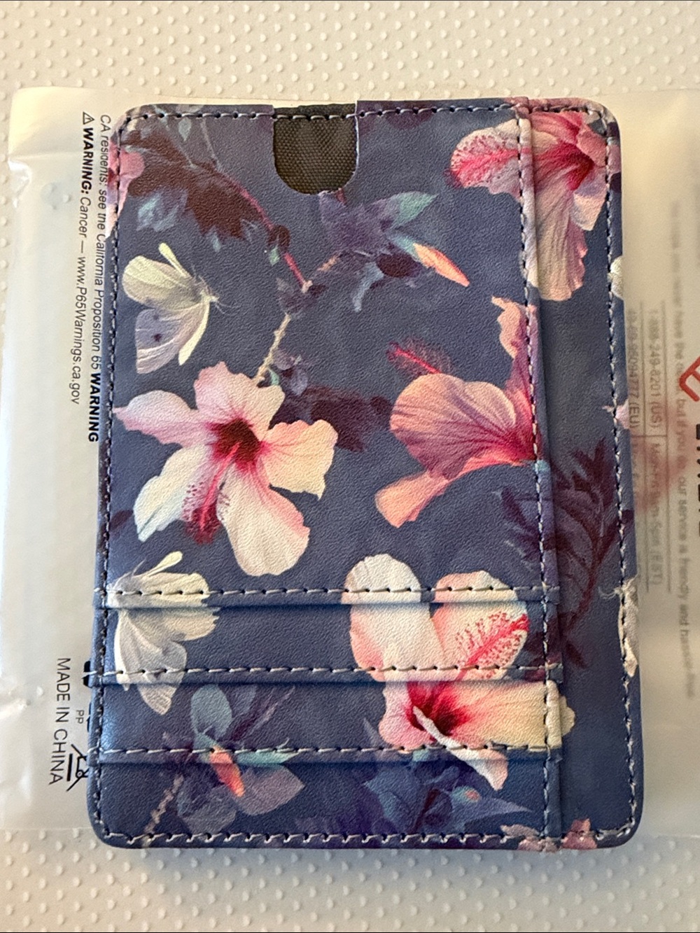 Floral Cardholder RFID Protection Wallet - Blue & Pink